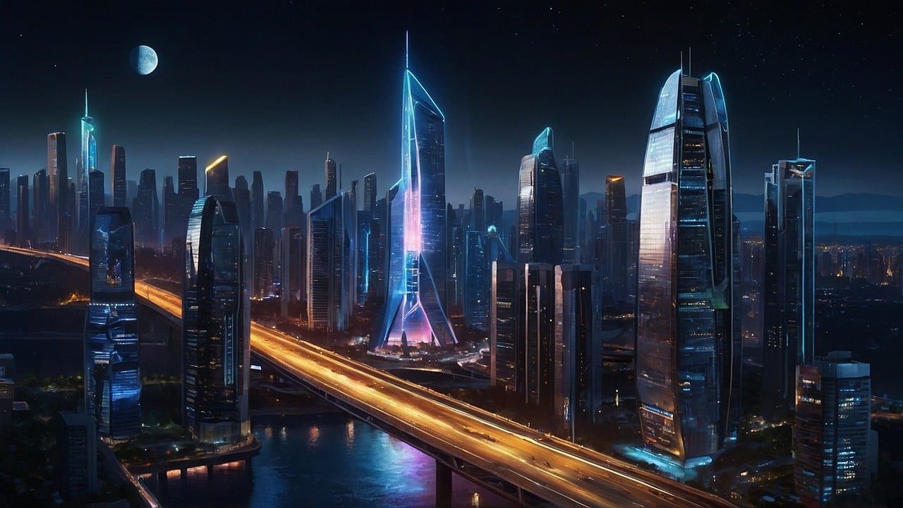 Algotrading de toekomst: Futuristische visual van algoritmisch beleggen en datagedreven marktanalyse