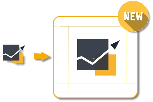 TransStock kopen of huren met pijl naar nieuwe versie en label ‘NEW’, symbool voor software-upgrades en continue ontwikkeling.
