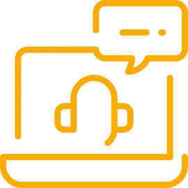 Expert with headphones in front of a monitor, representing live support channels for TransStock users as part of software maintenance