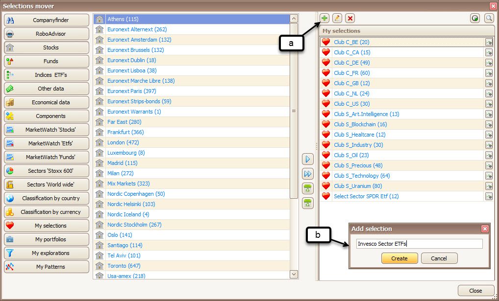 Mijn Lijsten Schikken Venster met de Mijn Lijsten Schikken-interface in TransStock